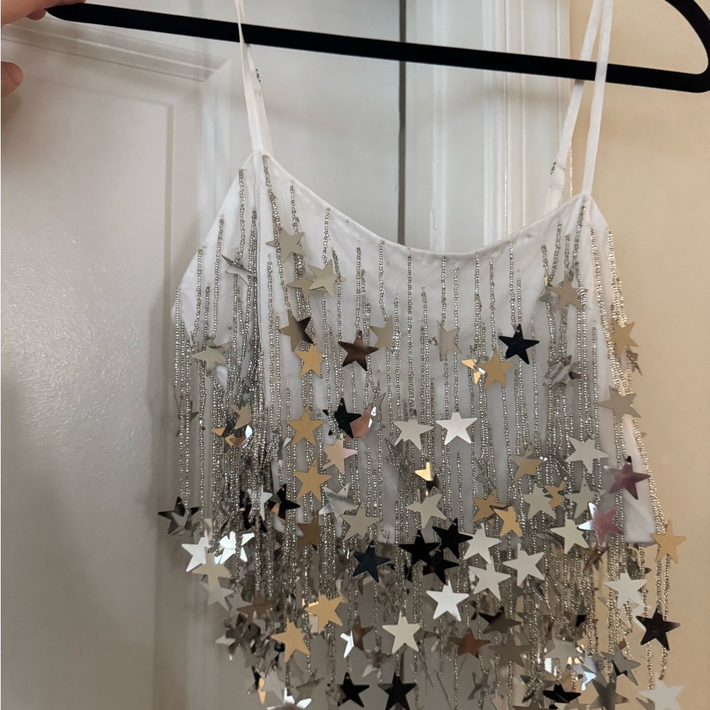 Nasty Gal Silver Embellished Tank Top